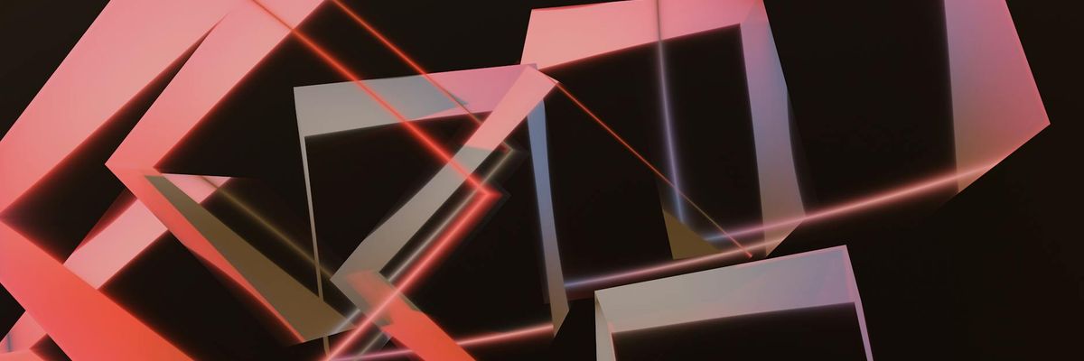 Wide abstract neon composition showing connectivity and structure